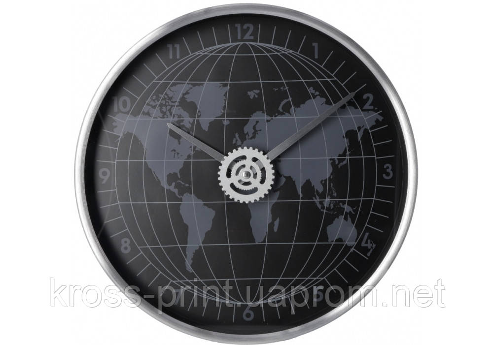 Годинник настінний металевий Optima WORLD, чорний