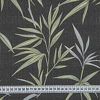 Натуральні штори в східному стилі бамбук, тканина для штор і подушок фон темно-сірий