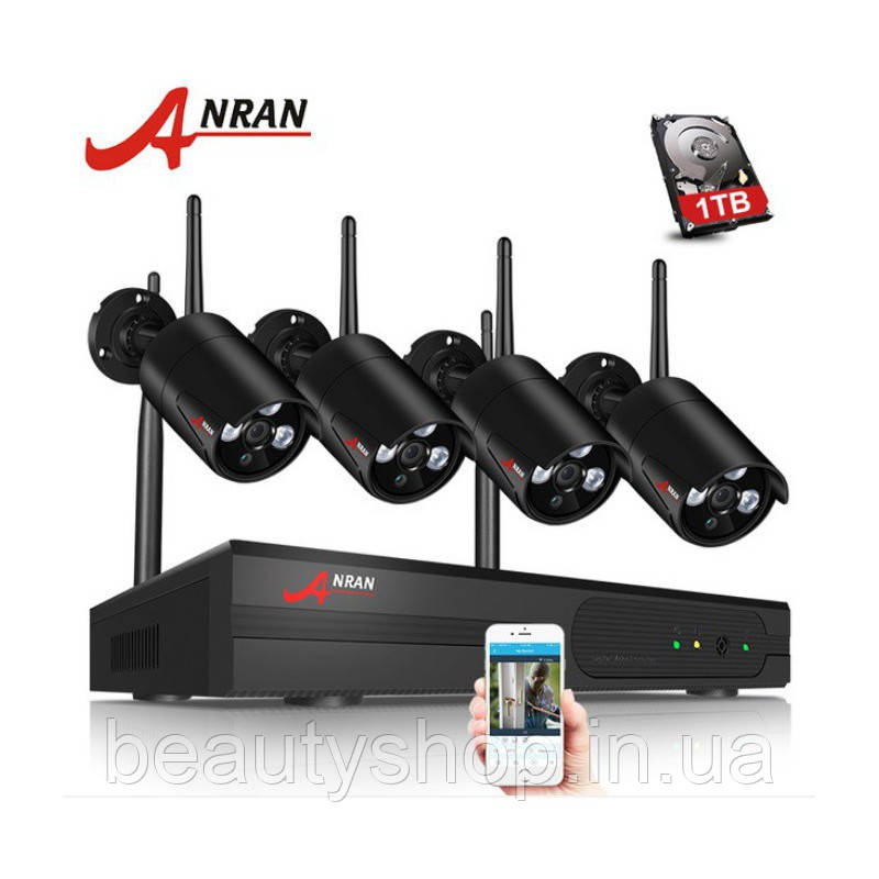 Комплект WiFi відеоспостереження Anran 4sh, 4 відеокамери за записи відео на вулиці, вдома
