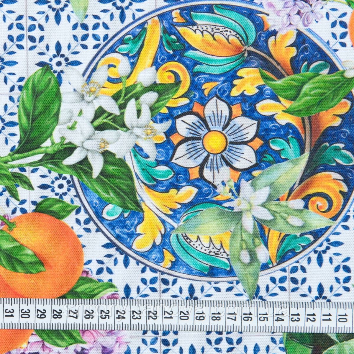 Тканина для штор плитка, штори плитка апельсин, яскрава тканина для скатертини, штори на кухню Іспанія 280 см, фото 1