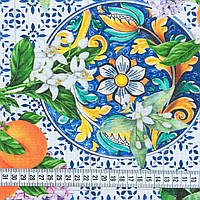Ткань для штор плитка, шторы плитка апельсин, яркая ткань для скатерти, штор на кухню Испания 280 см