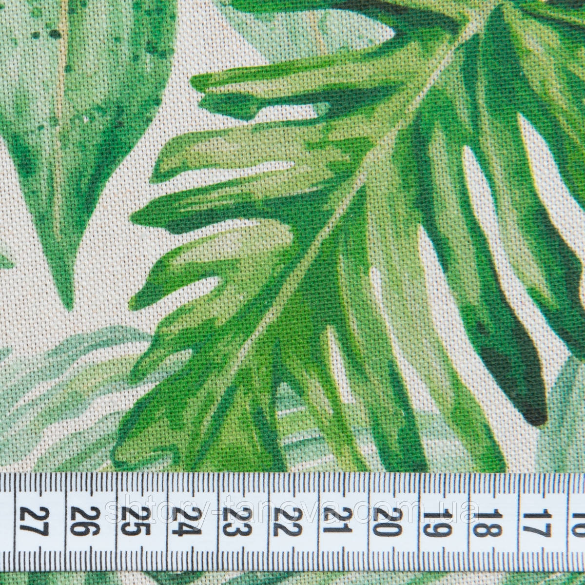 Тканини для штор з яскравими листям, тканина для римських штор, портьєр листя Іспанія 280 см фон натуральний, фото 1