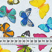 Штори в дитячу, тканина з метеликами, натуральна тканина для портьєр, римських штор в дитячій 280 фон молочний