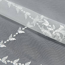 Тюль мікро сітка вишивка Тюль з вишивкою по низу біло-молочний