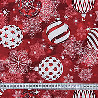 Новорічна тканина, новорічний текстиль, новорічна тканина для скатертини Іспанія 280 см Ялинкові іграшки , фон