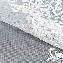 Тюлеве полотно Тюль сітка вишивка Гардина з вишивкою ,молочний