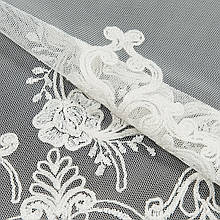 Турецький тюль з вишивкою Тюль сітка з вишивкою молочний, шампань