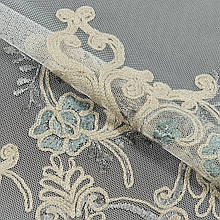 Турецький тюль з вишивкою Тюль сітка з вишивкою молочний, беж, блакитна ялина