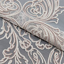 Турецький тюль з вишивкою Тюль сітка з вишивкою молочний, бежевий, фрез