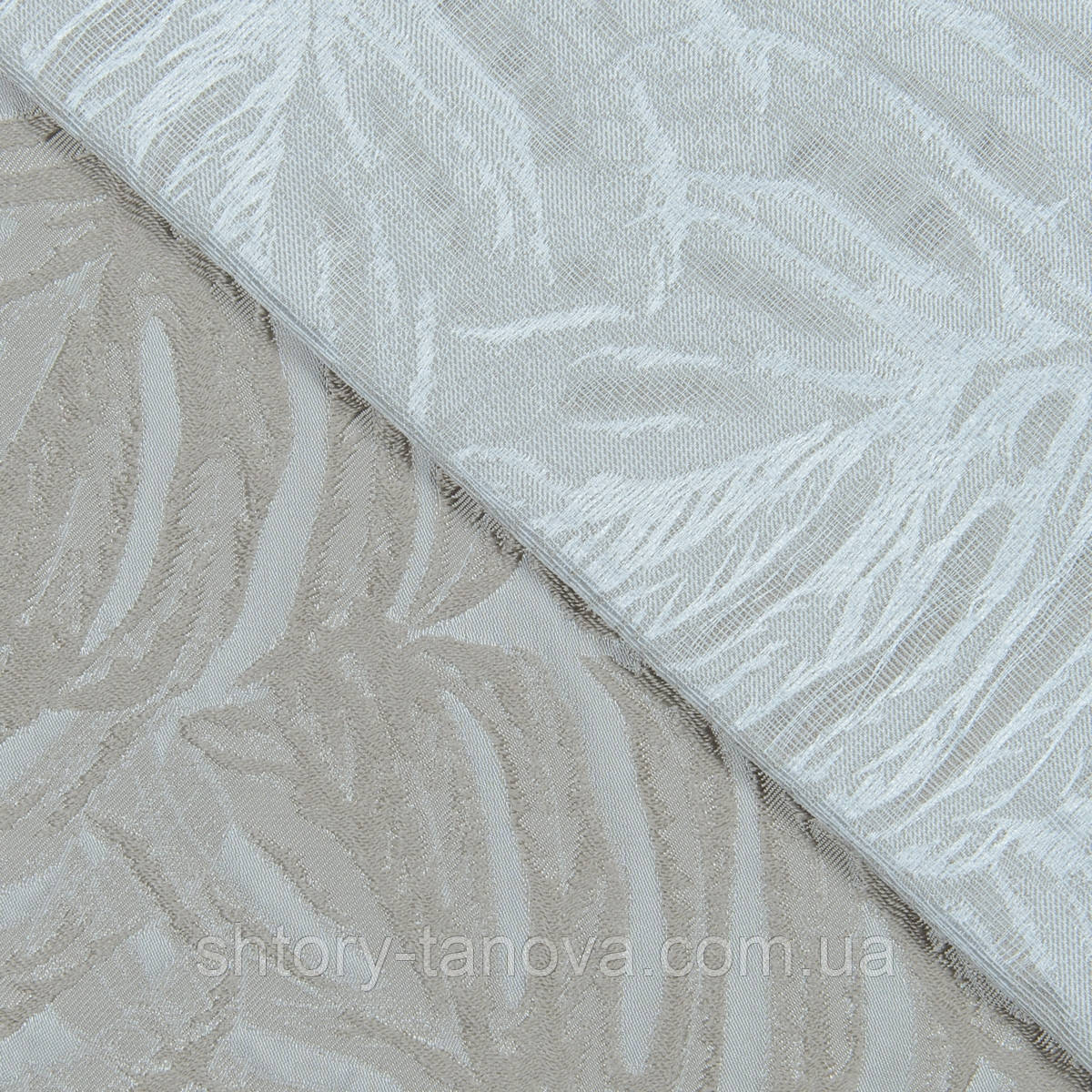 Жаккард листя монстера, сучасні штори в зал, спальню з об'ємним малюнком Іспанія 280 см беж, фото 1