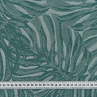 Жаккардовые шторы, ткань с фактурным рисунком листья пальмы Испания 280 см т.бирюза