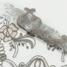 Турецький тюль з вишивкою Тюль сітка з вишивкою молочний, сірий, беж