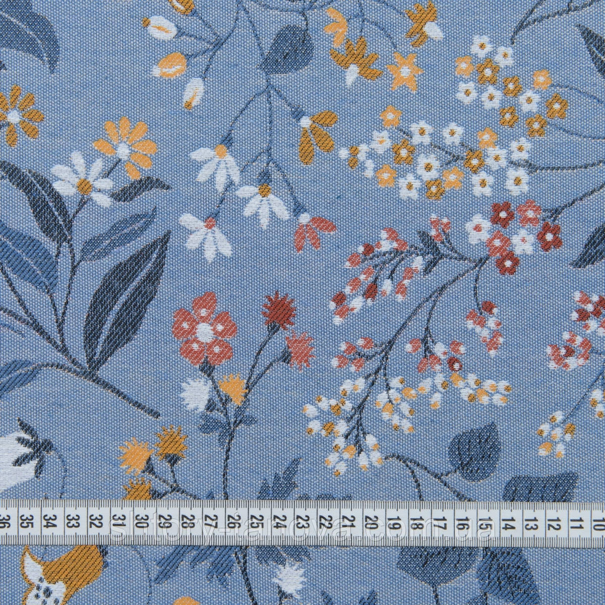 Жаккард для штор, жаккард для штор, гобелен квіточки, тканина для покривал, щільних штор Іспанія 280 см синій, фото 1