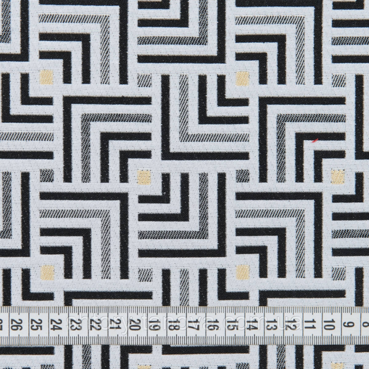 Гобелен для покривал і оббивки, жаккард тканина для оббивки Іспанія 280 см геометрія, чорний, фото 1