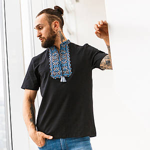 Чорна футболка з вишивкою хрестиком Данило S