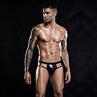 Лакові чоловічі труси з відкритою попкою, One Size Black