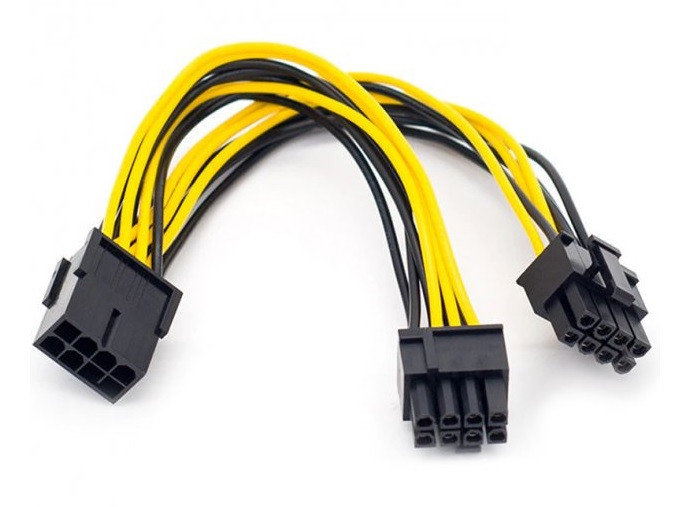 Кабель живлення 8 pin - 2 x 6+2 pin F/M для відеокарт 0.2 м