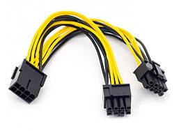 Кабель живлення 8 pin - 2 x 6+2 pin F/M для відеокарт 0.2 м