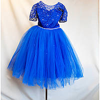 Пышное синее платье на девочку на 6-7 лет