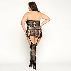 Бодістокінг з імітацією панчіх Size Plus Black, фото 4