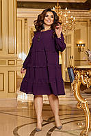 Р. 50-58 Женское нарядное шифоновое платье А-силуэта больших размеров Фиолетовый, 52