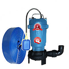 Фекальний насос дренажний EURO Akwa Pump WQCD 2.6 з ножем і шланг 25м комплект гарантія 3 роки