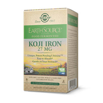 Залізо (з ферментованого коджі сульфат заліза, Ultimine) 27 мг Solgar Koji Iron 27 mg (30 veg caps)