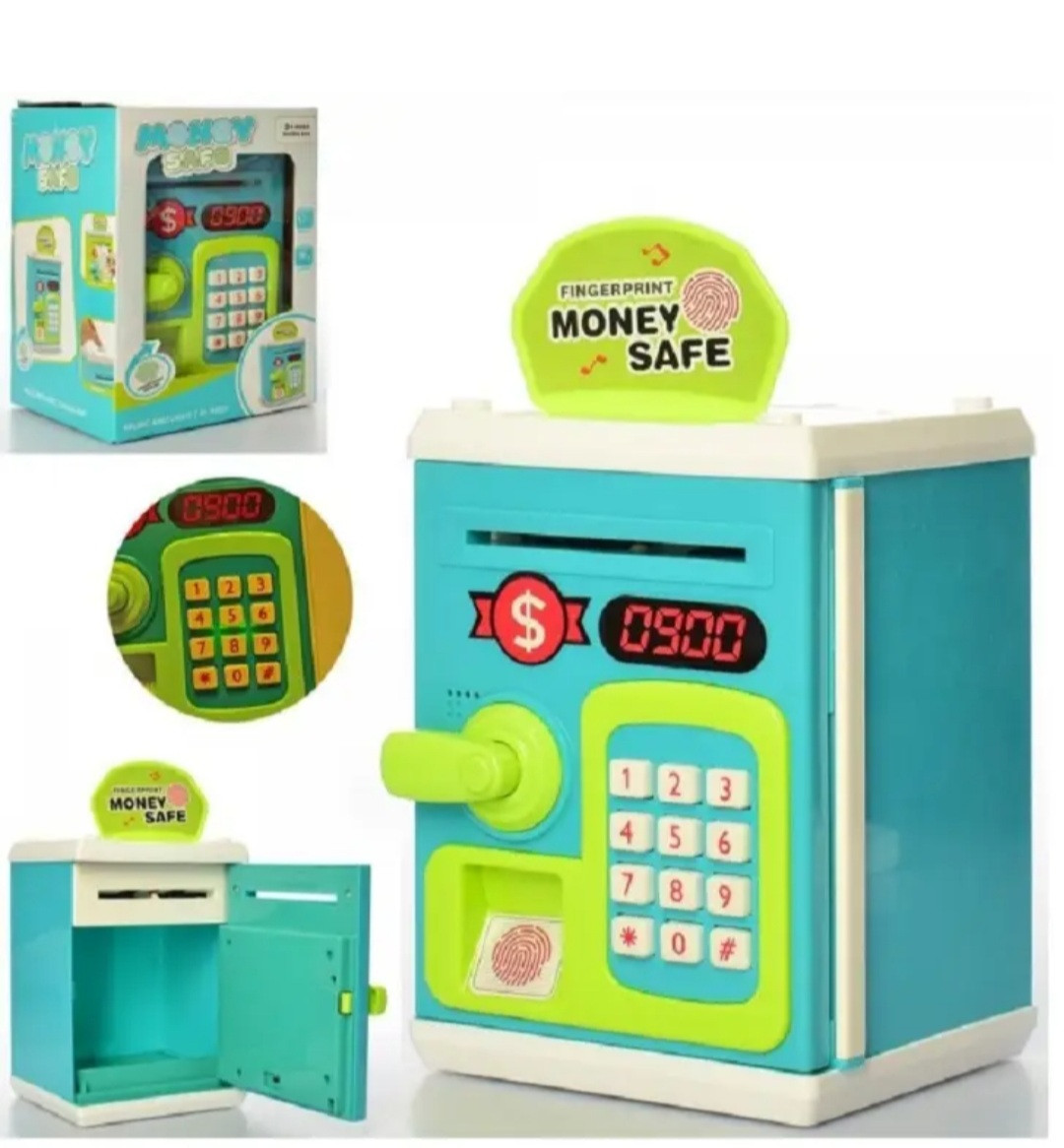 Дитячий сейф скарбничка з кодовим замком і відбитком пальця Money safe 6161/3002