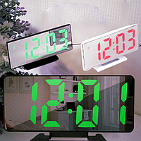 Настольные зеркальные LED часы с будильником и термометром VST-888-4 с крупными цифрами