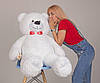 Білий плюшевий ведмідь 130 см, найкрасивіший мишка у подарунок дівчині, фото 5