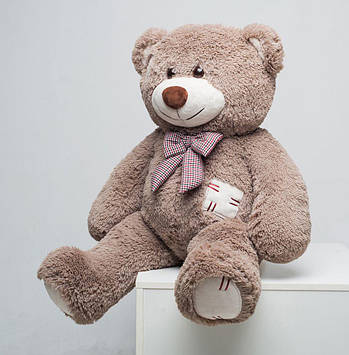 Плюшевий ведмедик 1 метр з латками Капучино, м'який великий ведмедик в подарунок дівчині