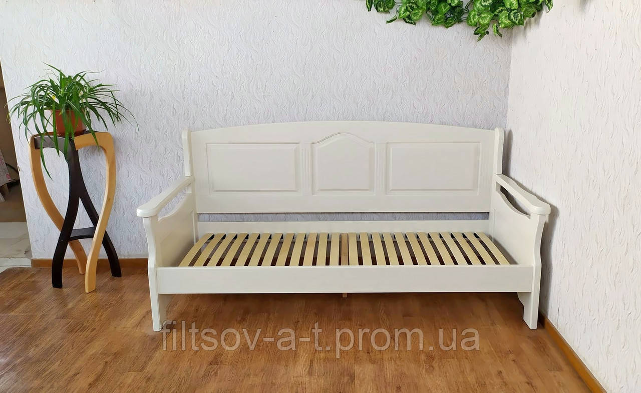Односпальне ліжко-діван дерев'яне в стилі прованс "Орфей Преміум" від виробника 90х190, Білий