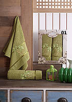 Набор махровых полотенце Gulcan Bettina Yeşil 50х90 см+70х140 см.