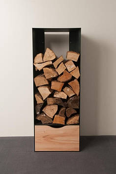 Підставка під дрова біля каміну, металева, з ящиком для аксесуарів та дрібниць 1200х400х500 мм.