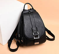 Женский рюкзак сумочка небольшой прогулочный, рюкзачок сумка для девушек черный бордовый "Lv"