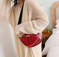 Женская сумочка бананка на плечо Красный "Lv"