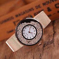 Женские наручные часы браслет Розовое золото "Lv"