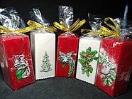 Декоративні новорічні свічки квадратні білі та червоні 11*5 см, фото 4