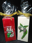 Декоративні новорічні свічки квадратні білі та червоні 11*5 см, фото 5