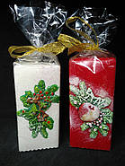 Декоративні новорічні свічки квадратні білі та червоні 11*5 см, фото 2