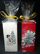 Декоративні новорічні свічки квадратні білі та червоні 11*5 см, фото 7