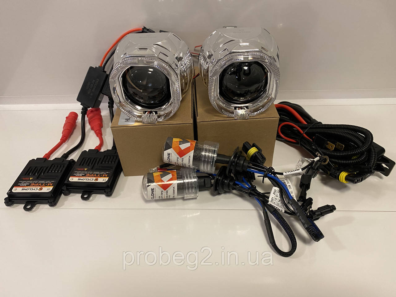 Комплект бі-ксенонових лінз Ultra BL-2.5" з квадратними вічками і ксенон AC h1 6000 k, фото 1