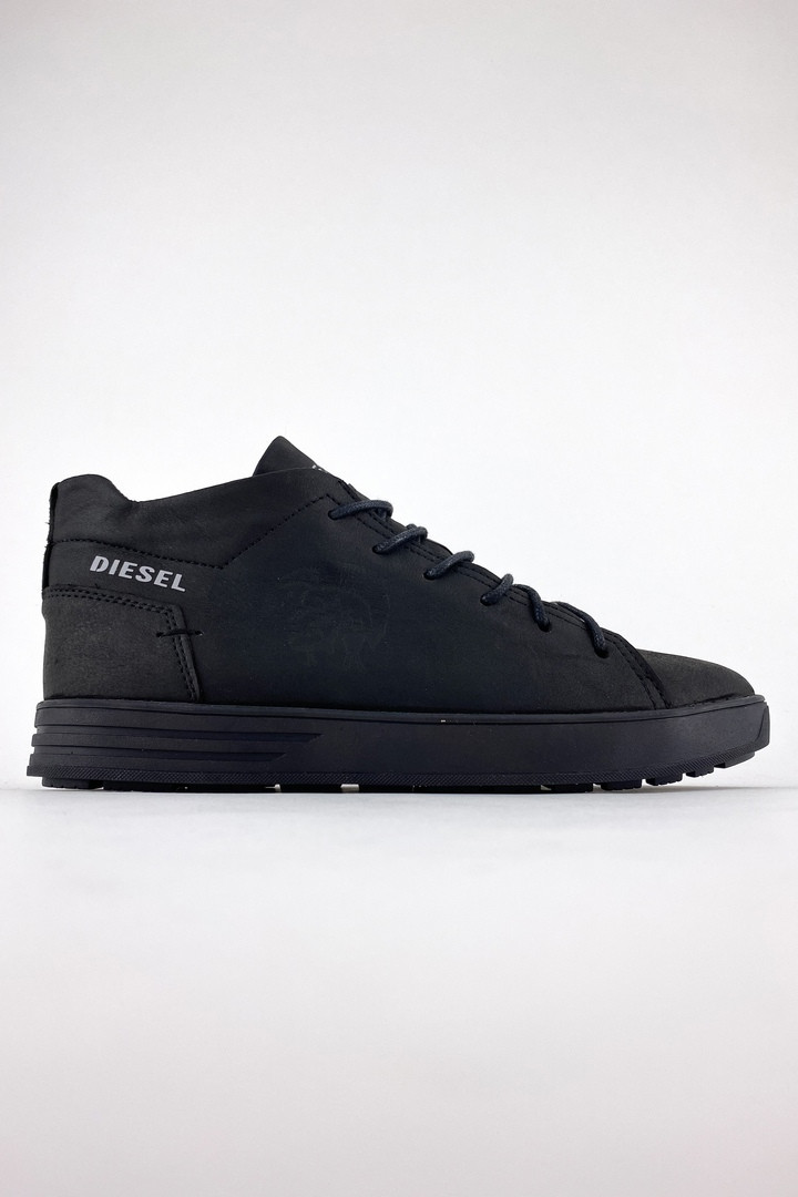 Мужские кожаные кроссовкиDiesel Pirate Black Winter (Мех)