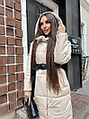 Жіноче шкіряне пальто зимове довге з капюшоном (р. 42-46) 5pt210, фото 7