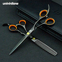 Парикмахерские ножницы для стрижки комплект черный 6 дюймов Univinlions 6005