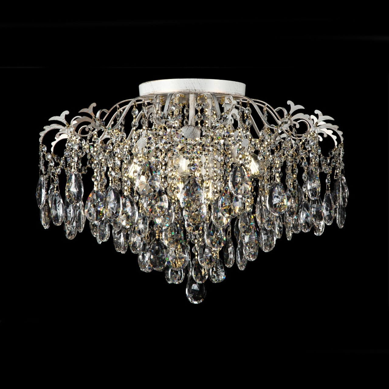 Класична кришталева люстра на 8 ламп біла з золотою патиною VL-L8640/8 (WG), фото 1