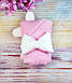 Конверт плюшевий для новонароджених на виписку теплий Вушка мінкі рожевий, фото 3
