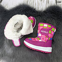 Чобітки дутики дитячі для дівчинки Hengji малинові 22-27 р, фото 4