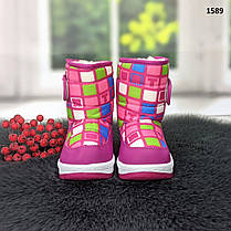 Чобітки дутики дитячі для дівчинки Hengji малинові 22-27 р, фото 5