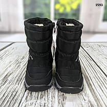 Чобітки дутики дитячі для хлопчика чорні із салатовим на овчині, фото 4